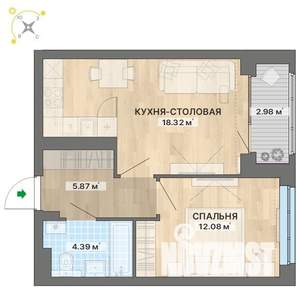 1-к квартира, вторичка, 44м2, 11/12 этаж