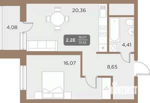 2-к квартира, вторичка, 52м2, 14/24 этаж