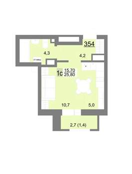 Студия квартира, вторичка, 26м2, 18/18 этаж