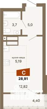 Студия квартира, строящийся дом, 29м2, 12/23 этаж