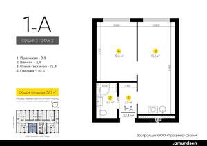 1-к квартира, вторичка, 32м2, 2/14 этаж