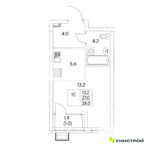 1-к квартира, вторичка, 28м2, 12/31 этаж