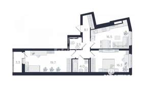 2-к квартира, вторичка, 68м2, 15/25 этаж