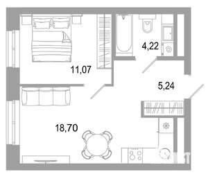 1-к квартира, вторичка, 39м2, 18/31 этаж