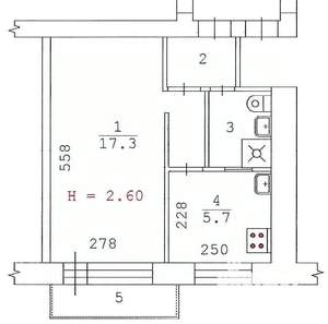1-к квартира, вторичка, 28м2, 3/5 этаж