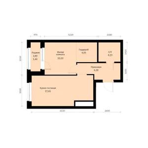 1-к квартира, строящийся дом, 44м2, 3/30 этаж