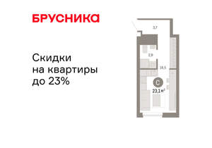 Студия квартира, вторичка, 23м2, 5/8 этаж