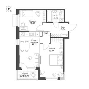 2-к квартира, вторичка, 59м2, 8/25 этаж