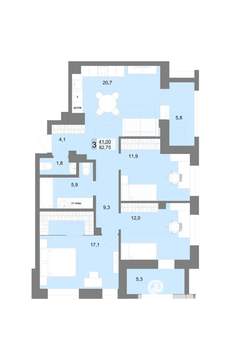 3-к квартира, вторичка, 83м2, 13/30 этаж