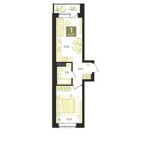 1-к квартира, вторичка, 42м2, 2/23 этаж