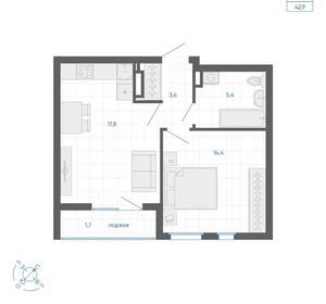 1-к квартира, вторичка, 43м2, 16/32 этаж