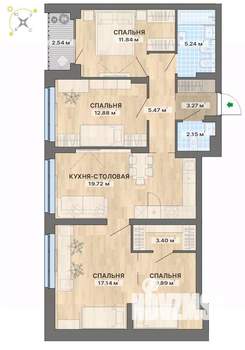 4-к квартира, вторичка, 94м2, 2/12 этаж