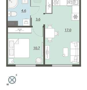 1-к квартира, вторичка, 36м2, 11/24 этаж