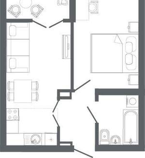 1-к квартира, вторичка, 43м2, 1/25 этаж