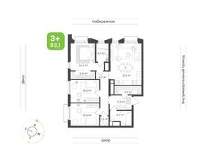 3-к квартира, вторичка, 83м2, 22/24 этаж