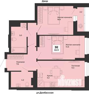 3-к квартира, строящийся дом, 66м2, 4/25 этаж