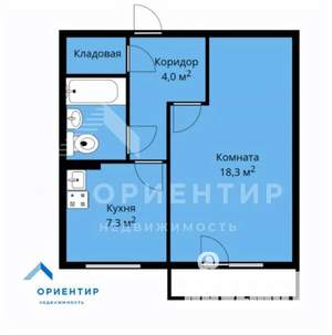1-к квартира, вторичка, 34м2, 3/5 этаж