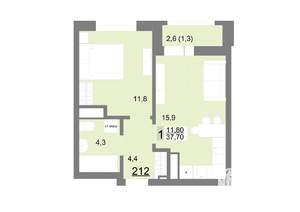 1-к квартира, вторичка, 38м2, 25/26 этаж
