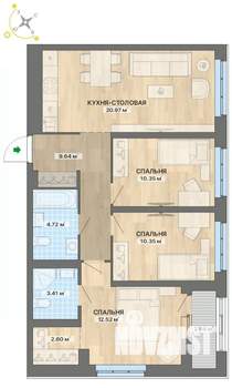 3-к квартира, вторичка, 77м2, 11/22 этаж