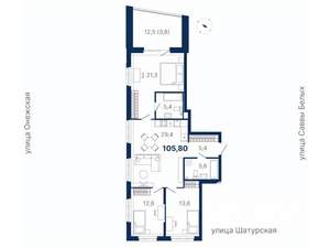 3-к квартира, вторичка, 106м2, 2/21 этаж