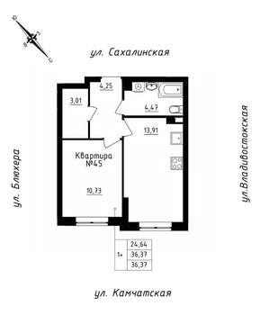 1-к квартира, строящийся дом, 36м2, 4/25 этаж