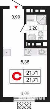 Студия квартира, вторичка, 22м2, 6/30 этаж