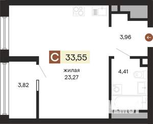 1-к квартира, строящийся дом, 34м2, 7/24 этаж