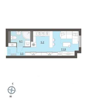 Студия квартира, вторичка, 25м2, 21/32 этаж