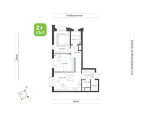 2-к квартира, вторичка, 57м2, 12/24 этаж