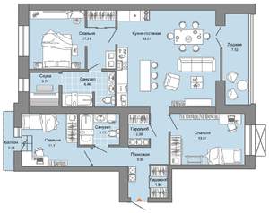 4-к квартира, вторичка, 107м2, 6/7 этаж