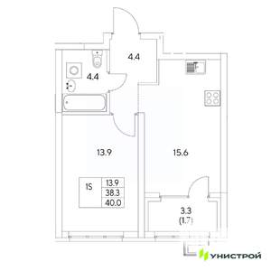 1-к квартира, вторичка, 40м2, 9/31 этаж