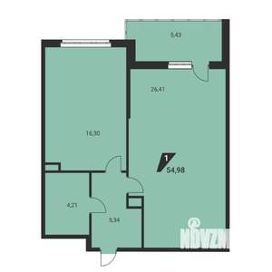 1-к квартира, вторичка, 55м2, 8/25 этаж