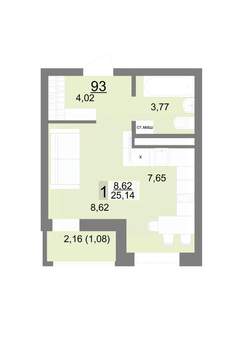Студия квартира, вторичка, 25м2, 5/22 этаж