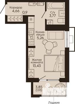 Студия квартира, вторичка, 30м2, 5/18 этаж