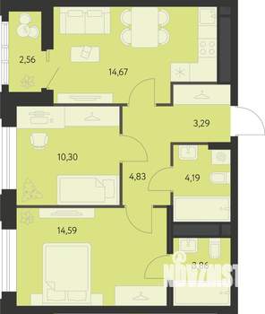 2-к квартира, вторичка, 57м2, 3/11 этаж