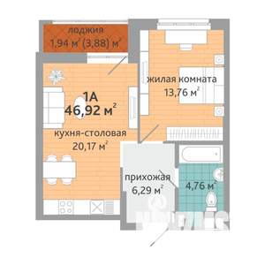 1-к квартира, вторичка, 47м2, 14/25 этаж