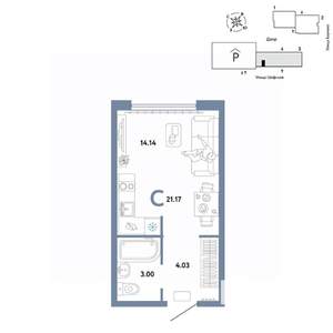 Студия квартира, вторичка, 21м2, 12/24 этаж