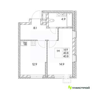 1-к квартира, вторичка, 41м2, 13/31 этаж