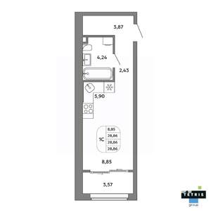 Студия квартира, вторичка, 29м2, 31/32 этаж