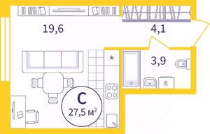 Студия квартира, вторичка, 28м2, 2/8 этаж