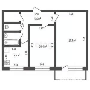 2-к квартира, вторичка, 44м2, 4/5 этаж