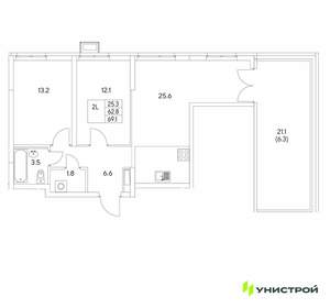 2-к квартира, вторичка, 69м2, 9/30 этаж