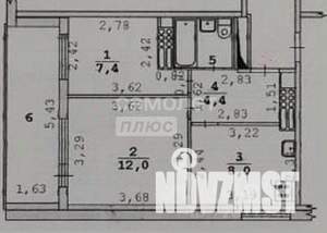 2-к квартира, вторичка, 35м2, 5/12 этаж