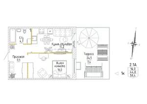 1-к квартира, строящийся дом, 52м2, 2/8 этаж