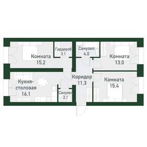 3-к квартира, вторичка, 83м2, 2/4 этаж