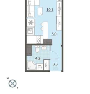 Студия квартира, вторичка, 23м2, 19/24 этаж