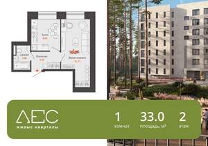 1-к квартира, вторичка, 33м2, 2/8 этаж