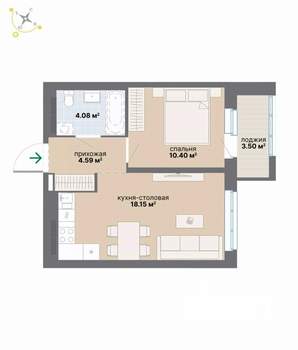 1-к квартира, вторичка, 41м2, 7/9 этаж