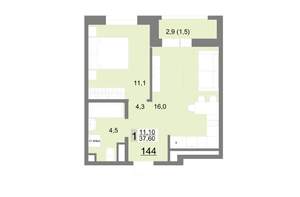 1-к квартира, вторичка, 38м2, 17/26 этаж
