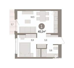 1-к квартира, вторичка, 40м2, 4/9 этаж